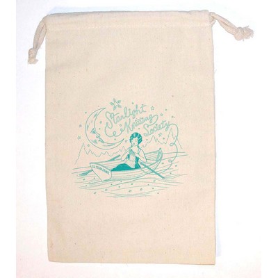 9"x15" Weedy 100% Natural Cotton Drawstring Bag