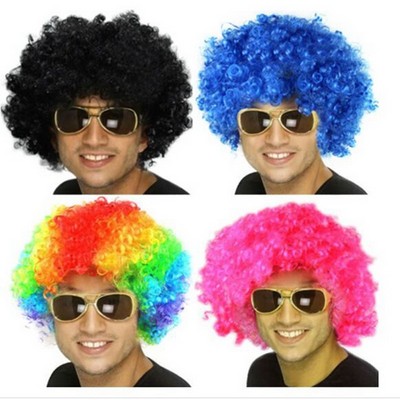 Party Wigs,Rainbow Fun Color Medium Curly Wigs