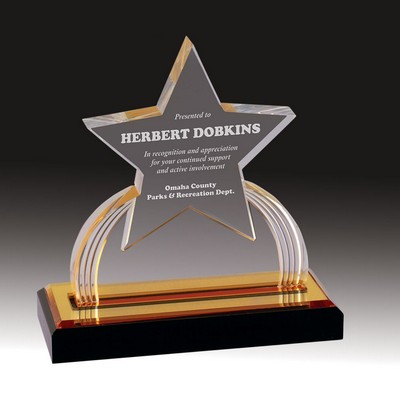 6¼" Gold Carved Star Impress Acrylic Award