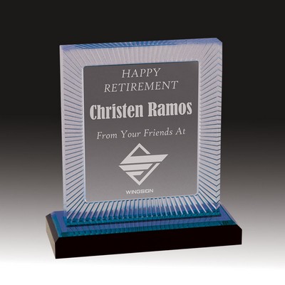 6¾" Blue Carved Rectangle Impress Acrylic Award