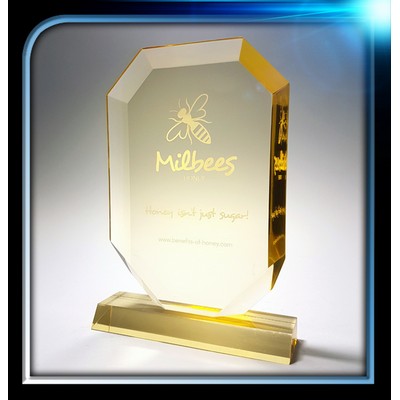 Executive Series Gold Vertical Jewel Award w/Base (6"x8 1/2"x3/4")