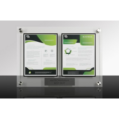 CLEAR PAGER - Two Page Acrylic Framed Wall Award w/Silver Plate