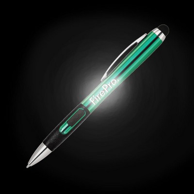 Light Up Logo L.E.D. Ballpoint Pen w/Stylus