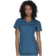 Cherokee® Core Stretch Poplin Top V-Neck Shirt w/Soil Release