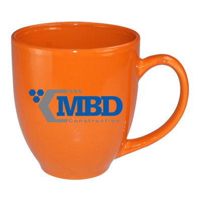 15 Oz. California Orange Glossy Vitrified Bistro Coffee Mug