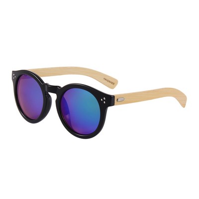 Bamboo Sunglasses - Blue-Green Mirrored Lenses