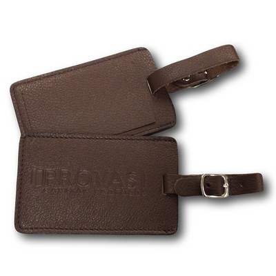 Genuine Leather "Rectangular" Luggage Tag w/ Concealed ID Window (Deboss/Foil Stamp)