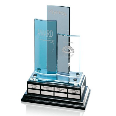 Darby Trophy - Starfire/Teal/Grey/Black 12" H