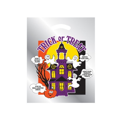 Halloween Stock Design Silver Reflective Die Cut Bag • Haunted House (12"x15")