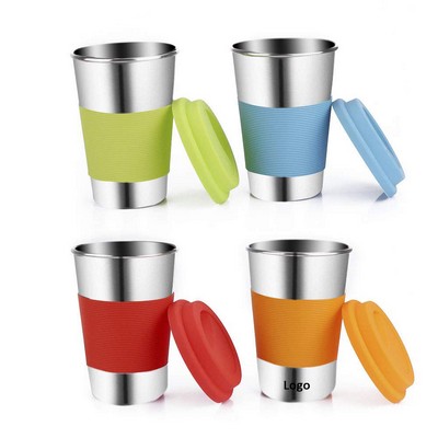 17 Oz. Stainless Steel Cup w/Silicone Lid & Sleeve