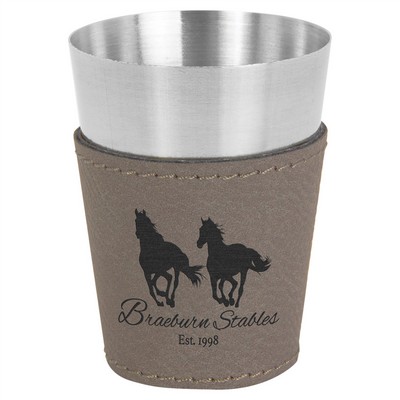 Shot Glass, Gray Faux Leather, 2 oz