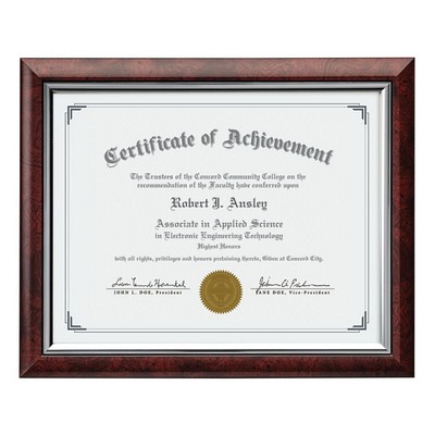 Trent Certificate Frame - Rosewood/Silver 8½"x11"