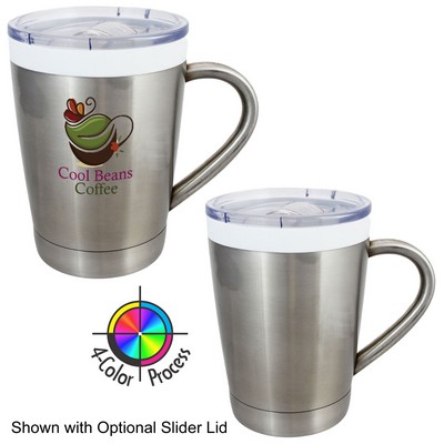 12 Oz. Brushed Stainless Double Wall CeramiSteel Vacuum Desk Mug w/Lid (4 Color Process)