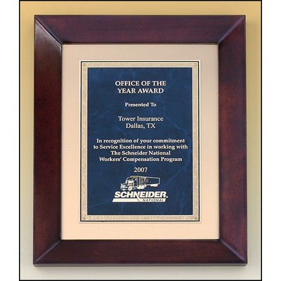 Airflyte® Cherry Plaque w/Sapphire Marble & Gold Plate & Brushed Metal Background (12"x 15")