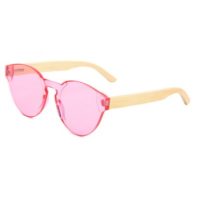 Bamboo Sunglasses - Pink Lenses