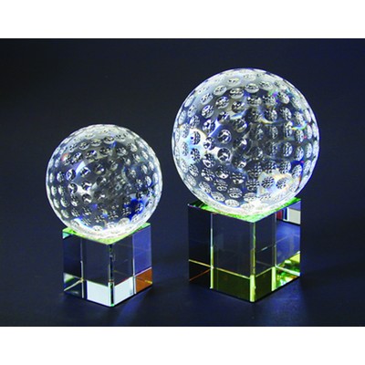 Golf Ball with Rainbow Base or Clear Base Optical Crystal Award/Trophy 4"D