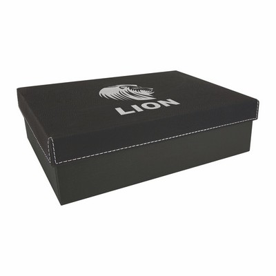 9 3/4" x 7" Black/Silver Leatherette Gift Box