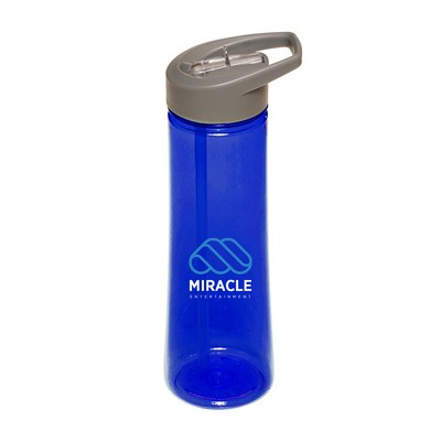 22 oz. Aqua Plastic Sports Water Bottle (2 Color Imprint)