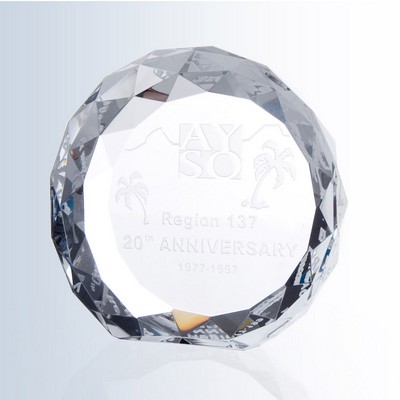 Gem-Cut Circle Optic Crystal Award - Medium