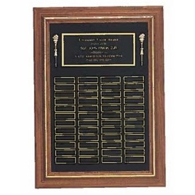 Roster Series Walnut Perpetual Plaque w/36 Brass Plates & Black Velour Background (18"x 25")