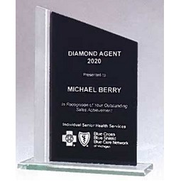 Zenith Series Black Silk Screened Glass Award w/Brushed Aluminum Post (6.125"x 9.75")