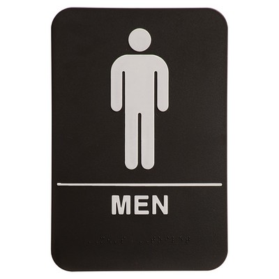 Kota Pro ADA 6" x 9" Black/White Men Accessible Restroom Sign