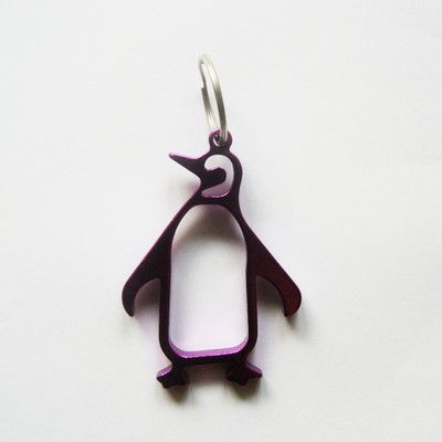 Penguin Shaped Aluminum Bottle Opener Key Tag