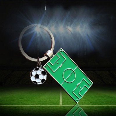 Classic Soccer Field Key Chain Ring