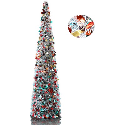 Retractable Collapsible Artificial Christmas Tree for Apartments, Dorm Rooms, Fireplace or Party