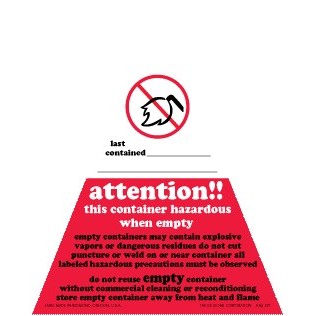 Hazardous When Empty Special Handling Vinyl Labels - 2.5" x 4" x 4"