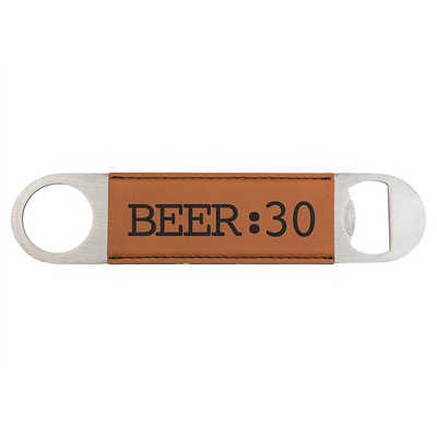 Rawhide 1-1/2"x7" Oval Rectangle Bottle Opener, Laserable Leatherette