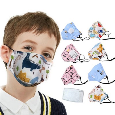 Youth Size 4 Ply Sublimated Reusable Face Mask W/ Carbon Filter