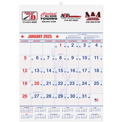 Patriotic Red & Blue Contractor Calendar w/2 Color Imprint (18"x25")