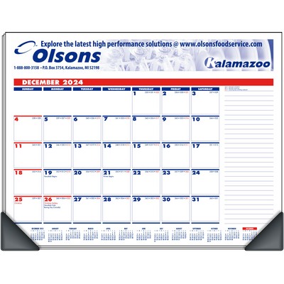 Deskmate Desk Red & Blue Pad Calendar w/Corners