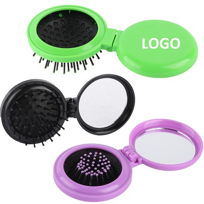 Compact Mirror With Hair Comb Brush