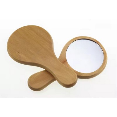 Wooden Handheld Cosmetic Mirror