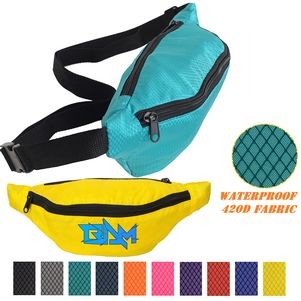 Waterproof Ribstop Waist Fanny Pack w/ 2 Zippers, 13"W x 6"H