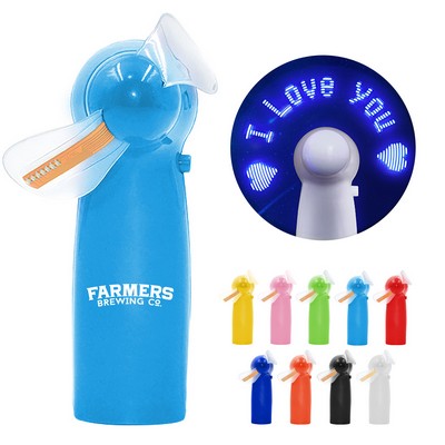 Pre-Programmed Mini Flash Message Fan with LED (with Batteries)