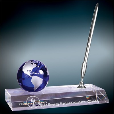 Crystal Globe with Base and Pen