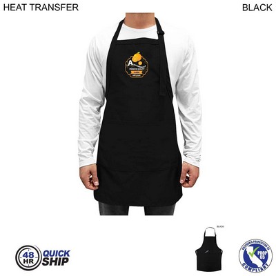 48 Hr Quick Ship - Twill Bib Apron, 25x28, 2 Pockets, Adjustable Neck, Heat Transfer Logo