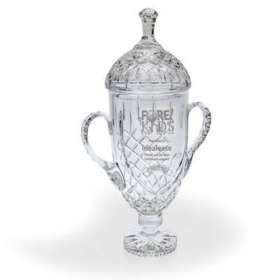 Rank Double Handled Lead Crystal Grand Trophy Cup 18.5"