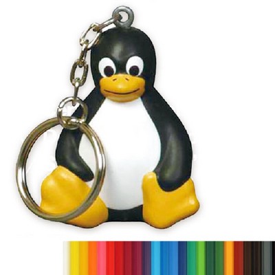 Tiny Sitting Penguin Shaped Stress Reliever w/Keychain