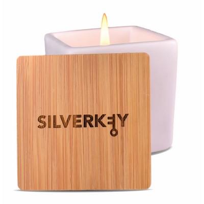 Square Soy Wax Candle With Bamboo Lid 3 Oz