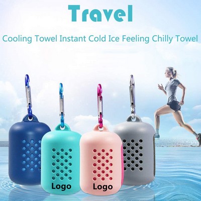 Cooling Towel Instant Cold Ice Feeling Chilly Towel with Mini Silicone Case