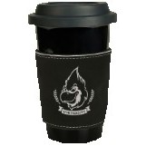 3" Black/Silver Leatherette Mug Sleeve