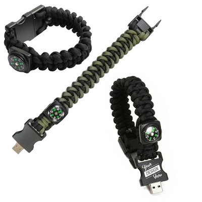 USB Drive Paracord Survival Bracelet - 4GB