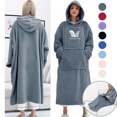 Sherpa Fleece Hoodie Wearable Blanket