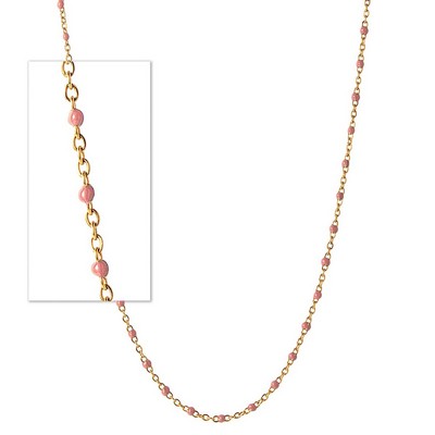 Jilco Inc. 14K Yellow Gold Vermeil Handmade Blush Pink Beaded Enamel Chain Necklace