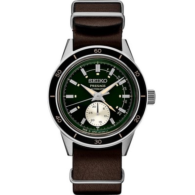 Seiko Presage Style 60s Stainless Steel Automatic Watch w/Dark Green Dial