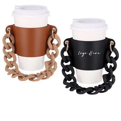 Leather Coffee Sleeve w/Chain